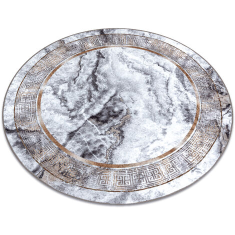 MIRO 51199.805 circle washing carpet Marble, greek anti-slip - grey / gold grey round 120 cm (1/5)