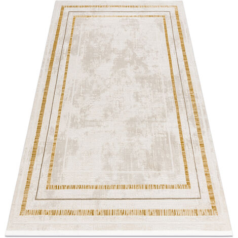 Modern carpet DUKE 51523 cream / gold - Frame, structured, very soft, fringes beige 180x270 cm (1/5)