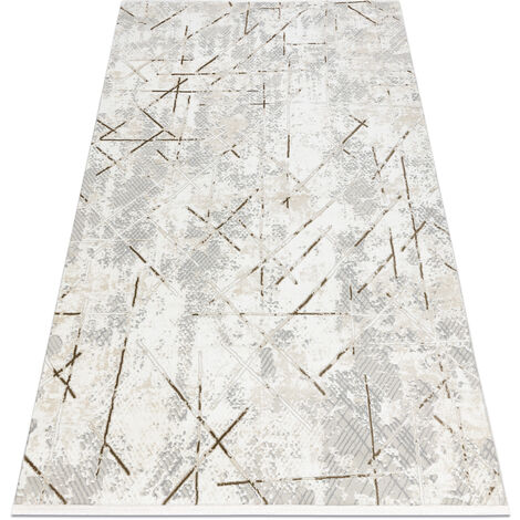 Modern carpet DUKE 51393 cream / gold - Geometric, vintage structured, very soft, fringes beige 280x370 cm (1/5)
