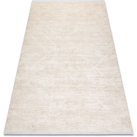 Modern carpet DUKE 51533 cream - Geometric, structured, very soft, fringes beige 280x370 cm (1/5)