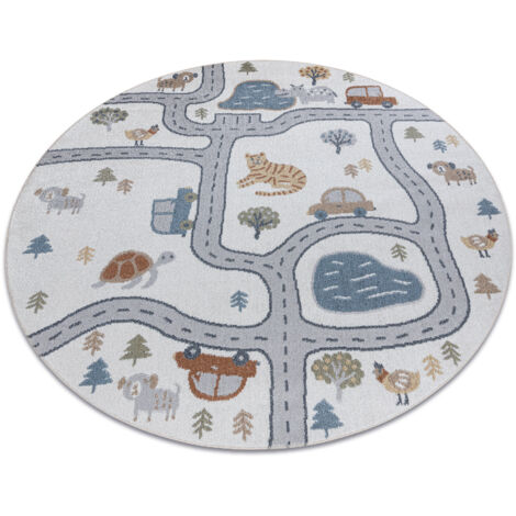 Carpet BONO 8283 circle Street, animals cream / light grey multicolour round 200 cm (1/5)