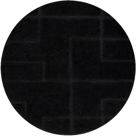 Bathroom rug SUPREME circle LINES, non-slip, soft - black black rotondo 67 cm (1/5)