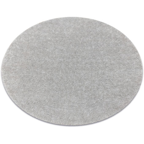 Carpet BUENOS circle 7005 shaggy plain, single color silver grey round 120 cm (1/5)