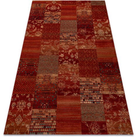 Wool carpet KASHQAI 4327 300 Patchwork claret  red 120x170 cm (1/5)