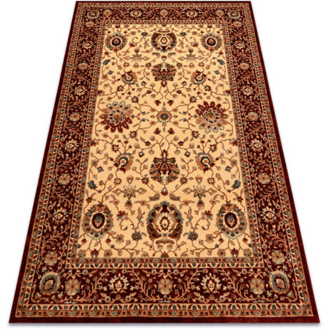 Wool carpet KASHQAI 4303 106 Flowers, frame beige / claret beige 160x240 cm (1/5)