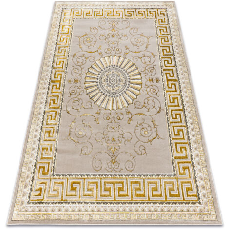 BLISS Z160AZ147 carpet dark beige / gold - Frame, greek, exclusive, structural yellow 120x170 cm (1/5)