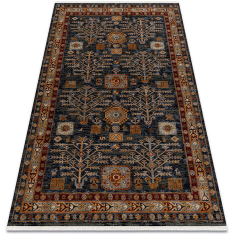 Carpet Wool KESHAN fringe, Frame oriental 6174/53511 navy / claret blue 160x230 cm (1/5)