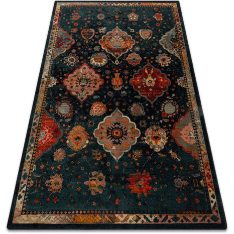 Wool carpet POLONIA Abrash oriental, flowers navy blue blue 200x300 cm (1/5)