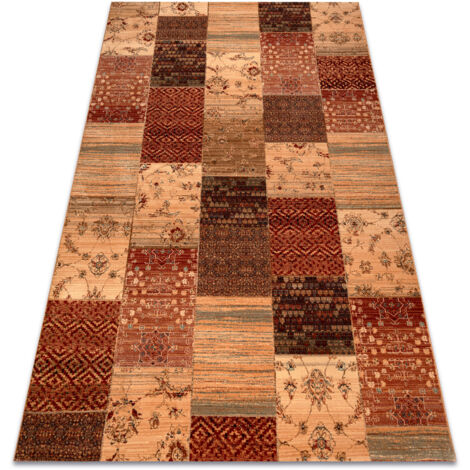 Wool carpet KASHQAI 4327 101 Patchwork terracotta  red 80x160 cm (1/5)