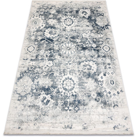 DISTIN 0822A navy blue / blue / white modern carpet - Rosette, vintage, fringes blue 160x230 cm (1/5)