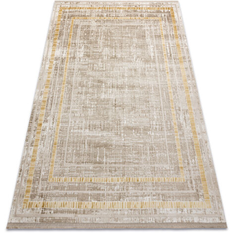 Modern carpet DUKE 51523 beige / gold - Frame, structured, very soft, fringes beige 280x370 cm (1/5)
