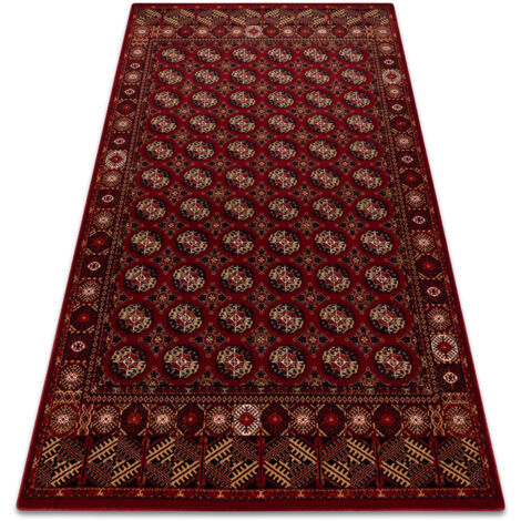 Wool carpet OMEGA BUCHARA frame, circles ruby red 200x300 cm (1/5)