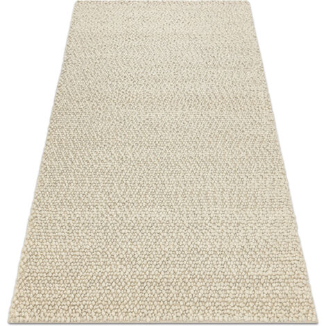 Wool carpet TAHAR 99005B cream / grey - HAND-WOVEN loop, uniform beige 90x150 cm (1/5)