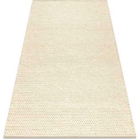 Wool carpet TAHAR 99004B cream - HAND-WOVEN loop, uniform beige 160x240 cm (1/5)