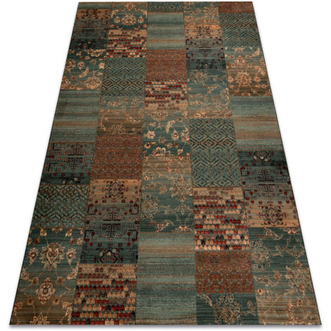 Wool carpet KASHQAI 4327 400 Patchwork green green 80x160 cm