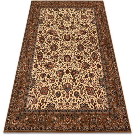 Wool carpet KASHQAI 4362 103 Flowers, frame beige / claret beige 80x160 cm (1/5)
