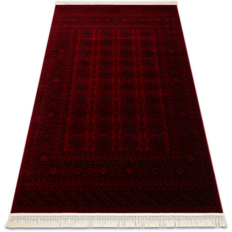 ORIENT 6889 carpet burgundy / black Buchara, frame, oriental, with fringes red 200x290 cm (1/5)