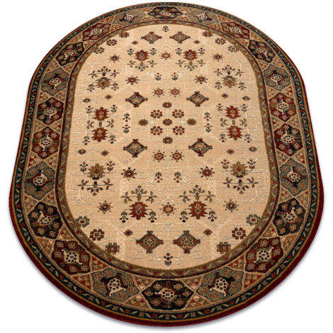 Wool carpet OMEGA oval TAROS oriental rudy 2 terracotta  beige 200x300 cm (1/5)