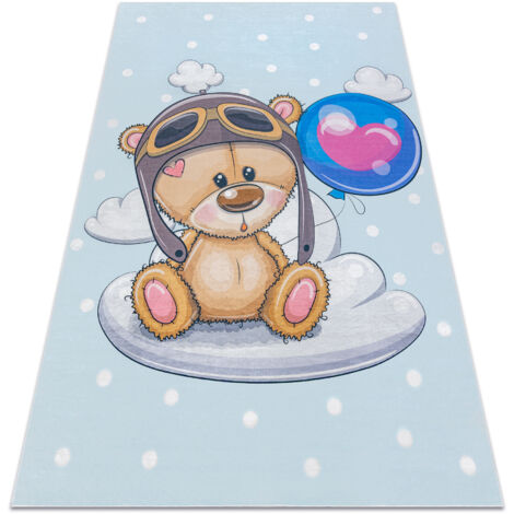 BAMBINO 43030 washing carpet Teddy bear, pilot for children anti-slip - blue / brown  blue 160x220 cm (1/5)