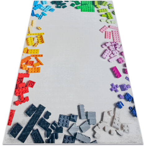 BAMBINO 38480 washing carpet Construction kit for children anti-slip - grey / yellow multicolour 140x200 cm (1/5)