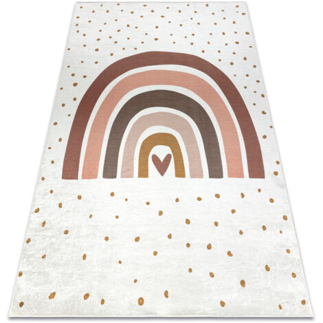 BAMBINO 46960 washing carpet Rainbow, dots for children anti-slip - white / brown white 160x220 cm (1/5)