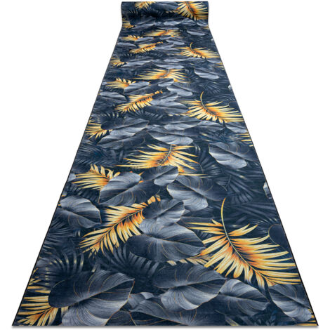 Runner anti-slip LOTUS FERNS 45270 Leaves grey / gold WASHABLE 100cm grey 100x190 cm (1/5)