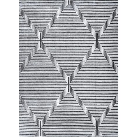 Carpet Structural SIERRA G5018 Flat woven grey - stripes, diamonds grey ...