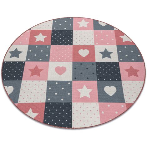 Carpet for kids STARS circle children's pink / grey pink round 100 cm