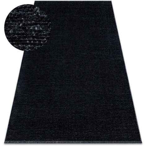 Carpet FLORENCE 24021 One-colour, glamour, flat woven, fringes - black black 155x220 cm (1/5)