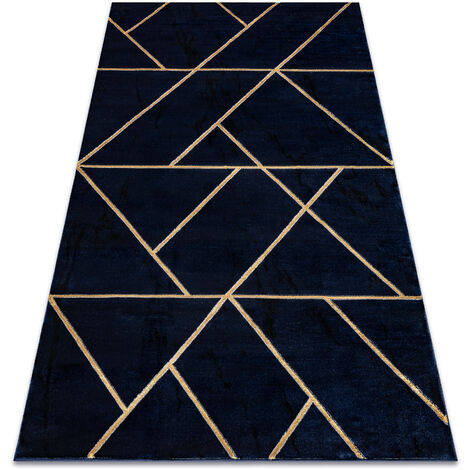 Exclusive EMERALD Carpet 1012 glamour, stylish geometric navy / gold blue 80x150 cm (1/5)