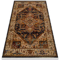 Carpet Wool KESHAN fringe, Ornament, frame oriental 2886/53511 beige / navy beige 160x230 cm