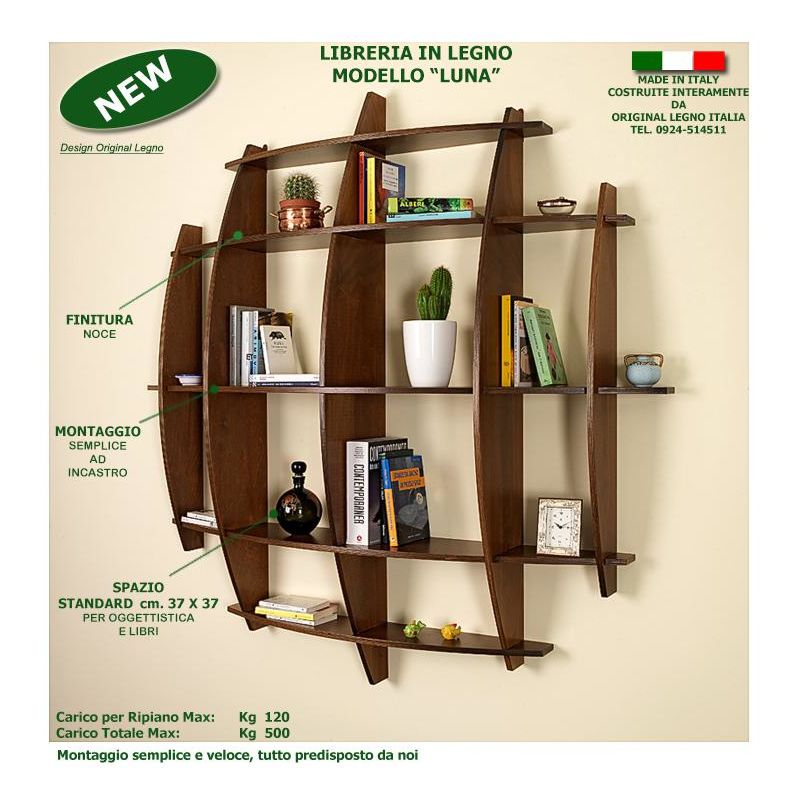 Grande scaffale da collezione Libreria in legno personalizzata adatta a  circa 58-60 libri in miniatura -  Italia