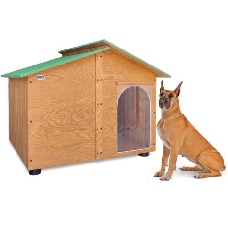 Cuccia in Legno per Cani da Esterno Tendina OMAGGIO mod. Oasi Verde MADE IN ITALY F - Gigante 150x125xH115 Tendina OMAGGIO