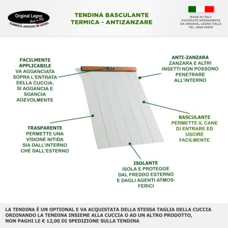 Tendina Termica Per Cuccia in Legno per cani MADE IN ITALY Mod. Chihuhua / Gatto Mis. 18 x H22