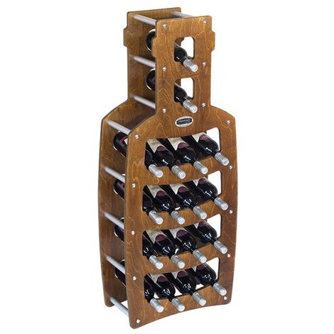 Cantinetta Portabottiglie in Legno Scaffale mobile per Bottiglie vino MADE  IN ITALY mod. Bottiglia Noce B.