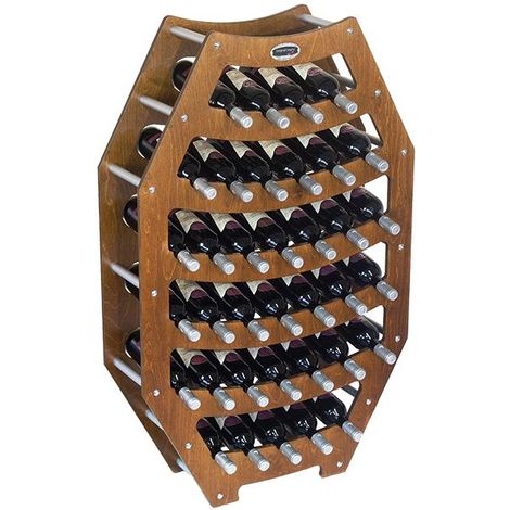 Cantinetta Portabottiglie in Legno Scaffale mobile per Bottiglie vino MADE  IN ITALY mod. Ottagono Noce B.