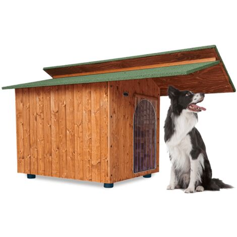 Cuccia in Legno per Cani da Esterno Tendina OMAGGIO mod. Alpi Pensilina MADE IN ITALY B - Barboncino 60x100xH62 Tendina OMAGGIO