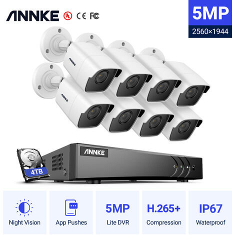 ANNKE H.265+ 5MP Lite Ultra HD 8CH DVR CCTV Security System 8pcs Outdoor 5MP EXIR Night Vision Camera Video Surveillance Kit With 4T HDD