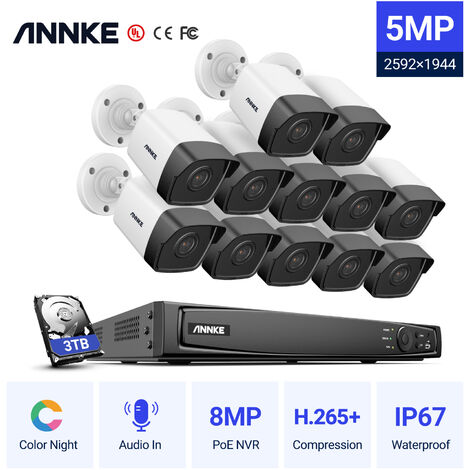 ANNKE ANNKE 5MP 8/16CH POE CCTV Security Camera System Audio In Night Vision Full Kit 