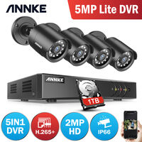 ANNKE 8CH 5MP CCTV DVR System+ 4x HD 2MP Outdoor Day Night Security Bullet Cameras - 1TB HDD