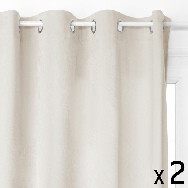 Lot de 2 Rideaux occultant 140 x 260 cm velours relief shadow Gris