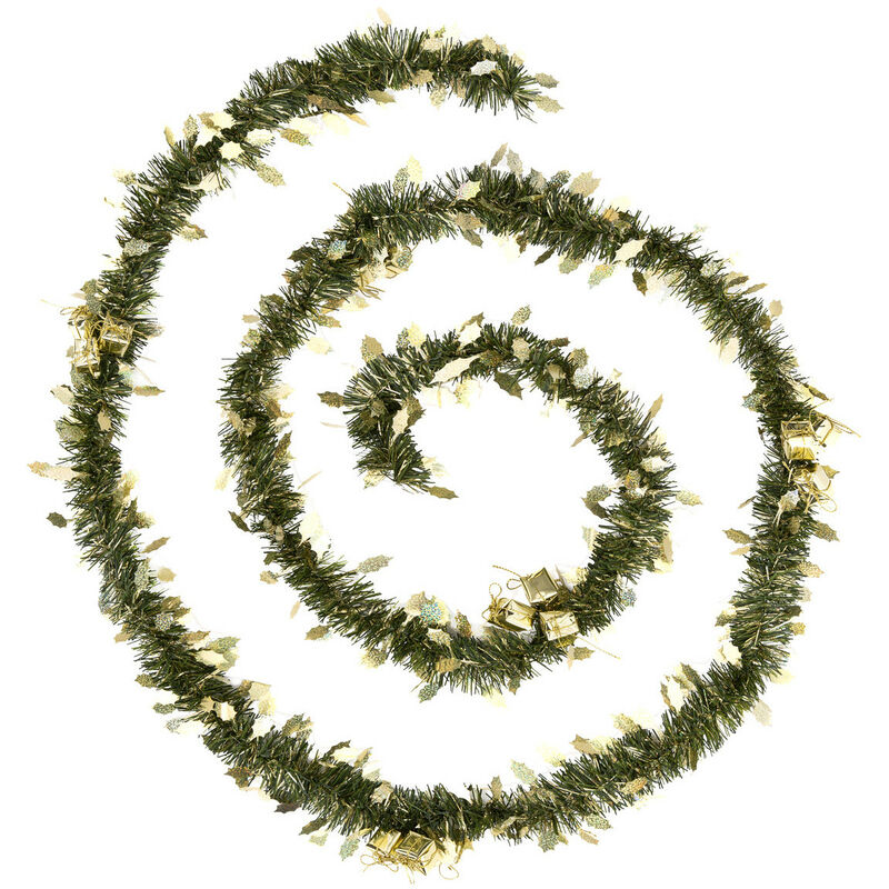 Guirlande De Noël Brillante 12m - Vert Sapin - Décoration Arbre, Escalier, Cheminée - Feuille Métal