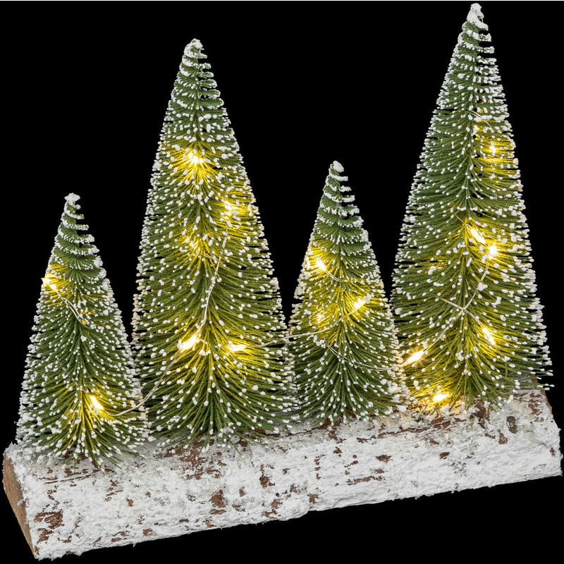 Accessoire pour Village de Noël 4 Sapins lumineux 20 LED sur support en