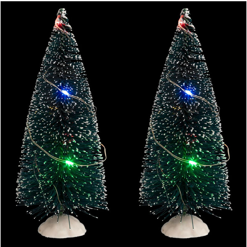 Accessoire lumineux pour Village de Noël Lot de 2 Sapins Vert lumineux LED  Multicolore - Feeric Christmas