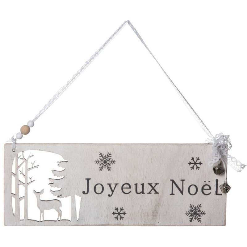 Feeric Christmas Deco De Noel Pancarte Ajouree Joyeux Noel A Suspendre 35 Cm Beige