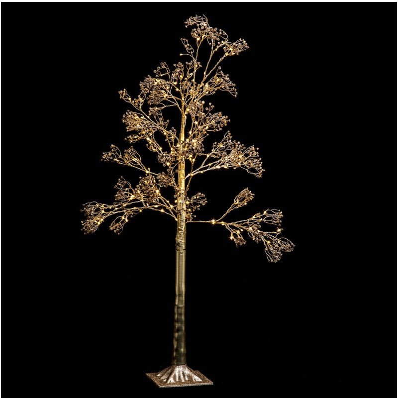 Déco de Noël Arbre lumineux Bouquet doré 48 LED Blanc chaud H 50 cm