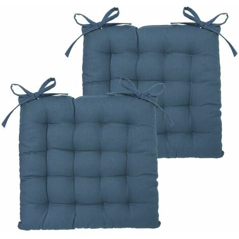 Galette de chaise coussin rehausseur en coton Bleu marine, 40 x 40