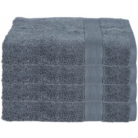 Lot de 4 Draps de bain en Coton Gris foncé tissu éponge 70 x 130 cm - Atmosphera
