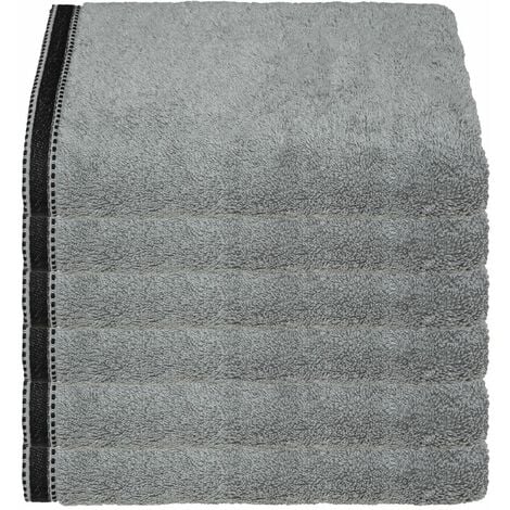 Lot de 6 Draps de bain en Coton Gris Foncé tissu éponge 70 x 130 cm - Atmosphera
