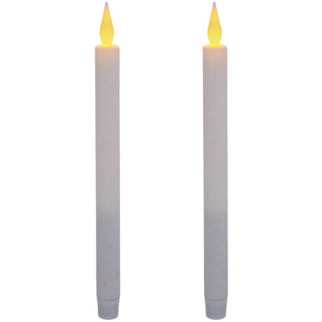 2 Bougies chandelles flamme 3D LED cire blanche